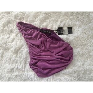 NWT! Lioness The Goddess Crop Bright‎ Purple One Shoulder Ruched Top XS